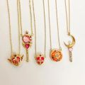 Japanese Anime Sailor Moon Loving Magic Wand Crystal Cosplay Pendant Necklace Girl Accessories Cute Cosplay Props Necklace. 