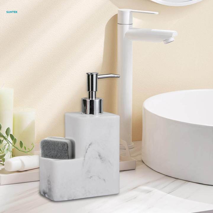 350ml%20Dish%20Soap%20Dispenser%20Pump%20Bottle%20Organizer%20Holder%20with%20Storage%20Compartment%20Marble%20Surface%20Refillable%20for%20-%20Image%204