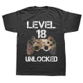 Level 18 Unlocked 18th Birthday 18 Year Old Gamer Boys T Shirts Graphic Cotton Streetwear Adult Gifts Summer Style T-shirt. 
