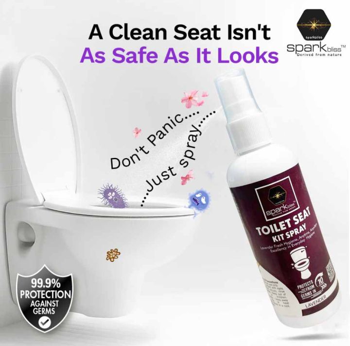 Sparkbliss Toilet Seat Kit Sanitizer Spray Lavender, Kills 99.99% Germs on Toilet Seat, Spray for Protect From Germs in 10 seconds & Feel Fresh Scent -100ml