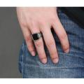 Stainless Steel Black Natural Stone Mens Finger Ring(Null) - Ring For Men - Ring For Men.