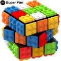 Speed Magic Cube 3x3 Build-on Brick Magic Cube Brain Teaser Puzzle and Bricks Toy in 1 for Kids Gift. 