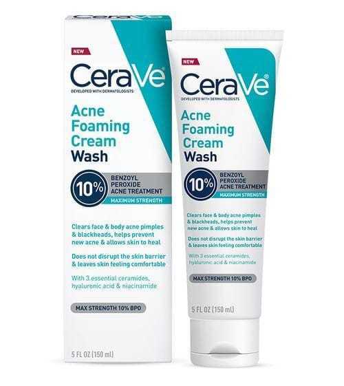 CeraVe Acne Foaming Cream Wash with 10% Benzoyl Peroxide – 150ml