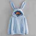 Women Spring Cute Bunny Printed Girl Hoodie Casual Long Sleeve Sweatshirt Pullover Ears Plus Size Top Sweatershirt. 