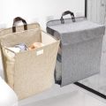 Large Capacity Foldable Hanging Laundry Basket Linen Wall-mounted Dirty Clothes Basket Space-saving Waterproof Bathroom Storage Basket. 