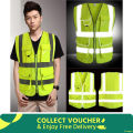 Neon Green High Visibility Reflective Construction Safety Security Vest. 