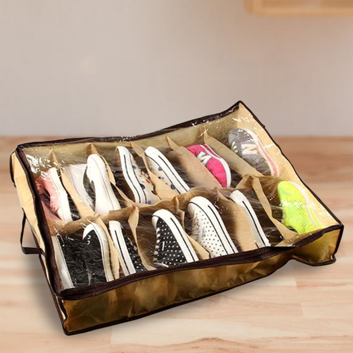 Transparent%20Shoe%20Box%20Protective%20Household%20Moisture-Proof%20Shoe%20Storage%20Bag%20Nonwoven%2012%20Grid%20Shoes%20Organizer%20for%20Closet%20-%20Image%203