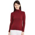Women's High Neck Sweater Maroon.
