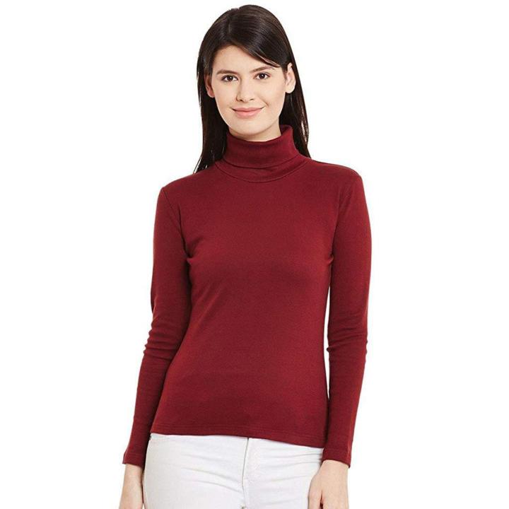 Women's High Neck Sweater Maroon
