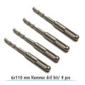 4 pcs  Rotary Hammer Bit Concrete & Block, / 6x110 mm. 