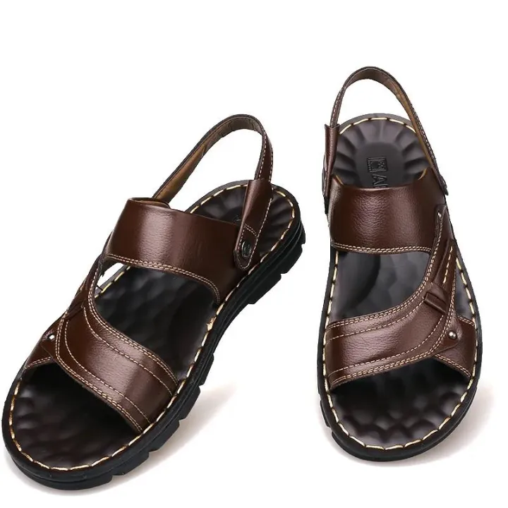 2021Men's%20Summer%20New%20Leather%20Sandals%20Men's%20Casual%20Beach%20Shoes%20Non-slip%20Slippers%20Two%20Sandals%20Men%20Sandals%20Leather%20Men%20Sandal%20Shoes%20-%20Image%202