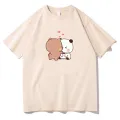 Panda Bear Bubu and Dudu They're Kissing T-shirts Women Cartoon T Shirts 100% Cotton High Quality Summer High Street Casual Tees. 