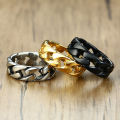 Stainless Steel 7mm Wide Band Ring Hip Hop Thumb Rings Fashion Cuban Link Chain Rings. 