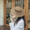 Ladies Handmade Natural Straw Hat Summer Beach Hat for Women Men Panama Cap Fashion Concave Flat Protetion Visor Sun Boat Hats.