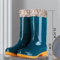 High Non-Slip Fleece-Lined Cotton-Padded Rain Boots Waterproof Rain Boots Barrel Rubber Shoes Shoe Cover Rubber Boots Women's Kitchen Warm Winter.