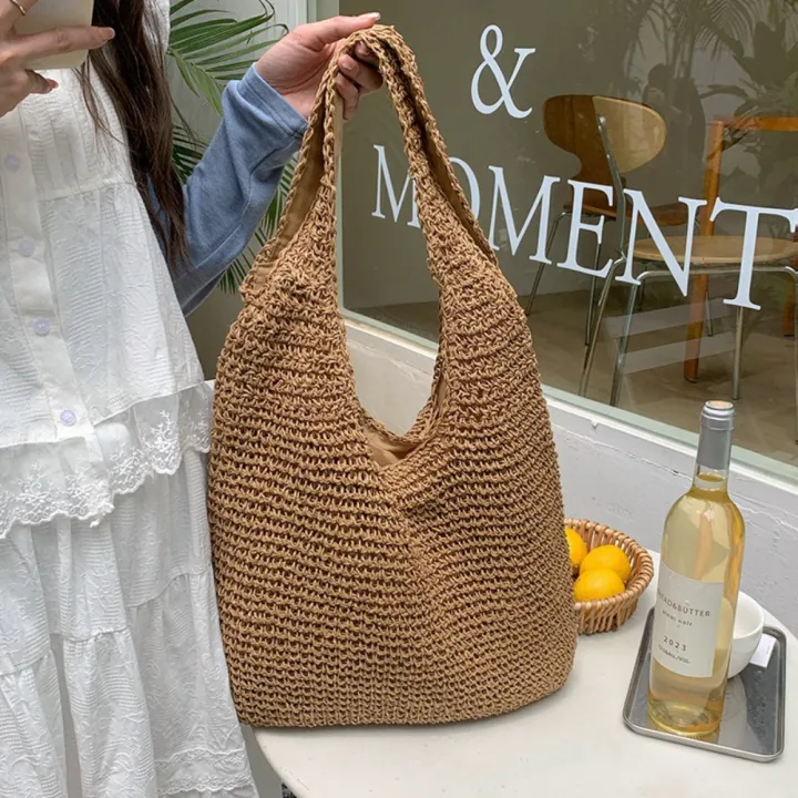 Woven%20Straw%20Straw%20Bag%20Fashionable%20Versatile%20Lightweight%20Shoulder%20Bag%20Large%20Capacity%20Tote%20Bag%20for%20Summer%20Vacation%20Beach%20Travel%20Daily%20Use%20-%20Image%202