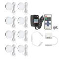 Kitchen Cabinet Lighting LED 8 Puck Lights with Wireless Remote Dimmer Switch.