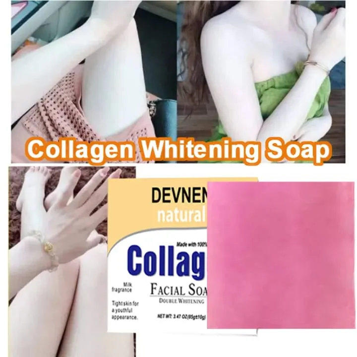 DEVNEN Collagen Soap Whitening Natural Collagen Facial Soap 85g Collagen Whitening Soap Collagen Soap plus vit c&e Brightening Facial Whitening Glutathione Collagen Revitalizing Face & Body