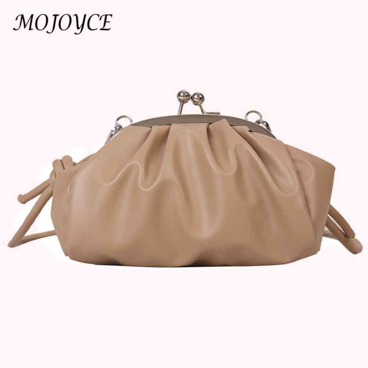 Simple%20Shoulder%20Bag%20Metal%20Clip%20Buckle%20Women%20Clutch%20Handbag%20Shell%20Shape%20Small%20Leather%20Pleated%20Cloud%20Lady%20Purse%20for%20Travel%20Dating%20-%20Image%202