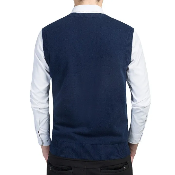 Spring%20Autumn%20Winter%20Solid%20Color%20Sweater%20Men's%20V-neck%20Bottoming%20Knitting%20Knitted%20Sweater%20Sleeveless%20Pullover%20Vest%20Sweater%20Men%20-%20Image%204