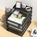A3A4 Desktop File Rack Metal File Box Storage Rack Metal Multi-Layer File Folder Rack Storage Box Bookshelf Office Data Sorting.