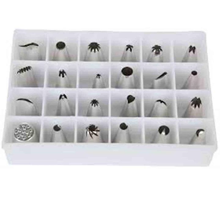 Silver Stainless Steel 24 Pcs Cake Decorating Nozzle Set.
