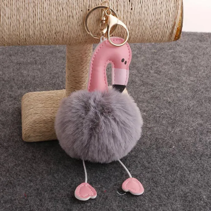 Flamingo%20Car%20Key%20Ring%20Furry%20Plush%20Keychain%20Cute%20Car%20Accessories%20Girls%20Women%20Ladies%20Gift%20Bag%20Pendant%20Lovely%20Doll%20-%20Image%202