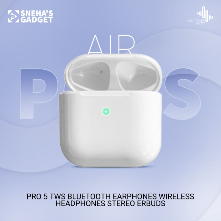 PRO 5 Tws Bluetooth Earphones Wireless Headset Headphones Stereo Erbuds - Bluetooth Headphone