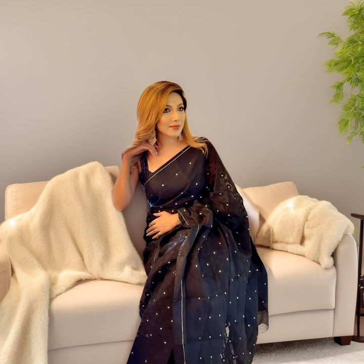 Latest Collection With Gorgeous Design Fashionable Multicolor Half Silk Jamdani Saree For Women Without Blouse Piece By Jahangir Textile - Sari