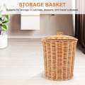 Woven Basket Trash Can Round Rattan Waste Basket with Lid Planter Woven Storage Baskets Wicker Wastebasket Garbage Bin. 