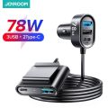 Joyroom 78W 5-in-1 Car Charger Fast USB C Car Charger PD 3.0 QC 4.0 3.0 PPS 25W Type C Multi Car Charger Adapter with 1.5m Cable. 
