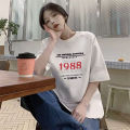 Summer New 100% Cotton Short Sleeve T T-shirt Female Student Korean Style Loose ins Women's Fashionable Mid-Length Half-Sleeve Top.