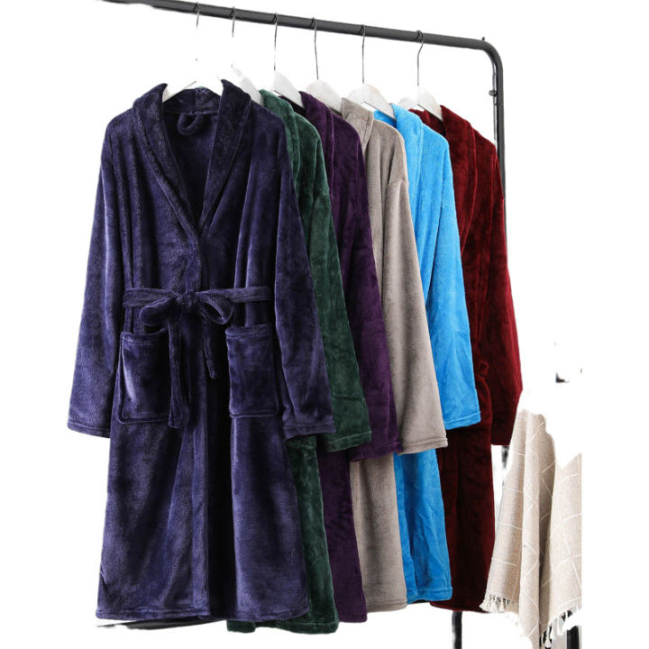 Winter bathrobe, autumn coral velvet, sweet warm home clothes, male and female flannel, male and female couples, sleep wholesale, cross-border