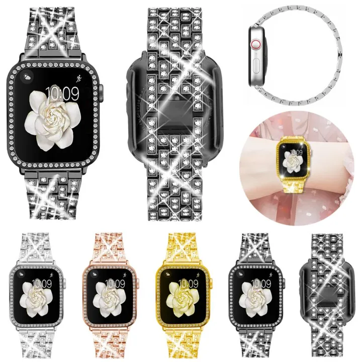 New-%20xDfind%20Bling%20Diamond%20Jewelry%20Metal%20Watch%20Band%20with%20Case%20For%20Apple%20Watch%20Series%2038mm%20-%20Image%208