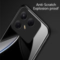 Biruiqu For Tecno Pova 7 Tempered Glass Back Soft Silicone Edge Black Case Cover Casing. 