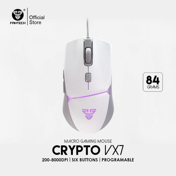 FANTECH CRYPTO VX7 Wired Gaming Mouse 8000DPI 10 million Switch RGB 6 Buttons Macro Mice for Laptop PC Gamer Mice