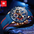 OLEVS Watch for Men Iriginal Branded Waterproof Trendy Cool Korean Style Chronograph Calendar Luminous Comfortable Silicone Strap 9936.