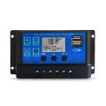 100A Solar Charge Controller, Solar Panel Controller 12V/24V Adjustable LCD Display Solar Panel Batter-ys Regulator with Dual USB Port.