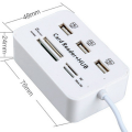1 PCS 3 Port USB HUB 2.0 Splitter Combo Card Reader 7 in 1 Portable Support TF SD M2 SDHC Card Read Write. 