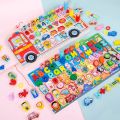 Montessori Educational Wooden Toys Preschool Children Fire Truck Busy Board Math Fishing Games Early Toys For Kids Xmas Gifts. 