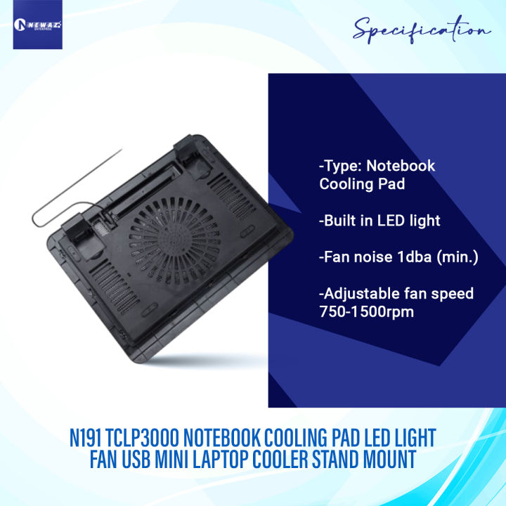 Laptop%20Cooler%20N191%20TCLP3000%20Notebook%20Cooling%20Pad%20LED%20Light%20Fan%20USB%20Mini%20Laptop%20Cooler%20Stand%20Mount%20-%20Image%203