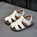 Boys sandals 2024 Summer New Baby Genuine Leather Children's Closed Toe Girl Child Soft Bottom Beach Shoes Children's Shoes. 