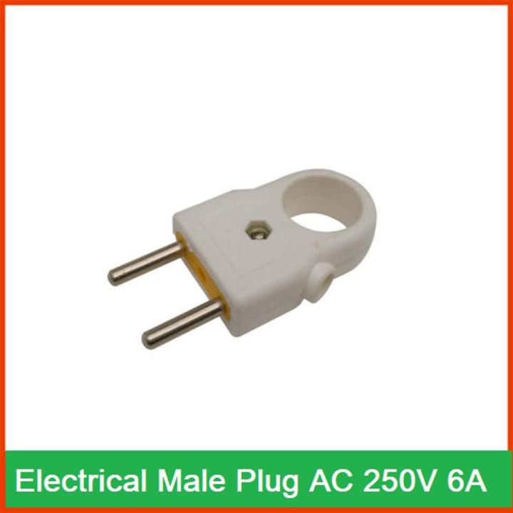 2Pcs- HOLE With Electrical Power Plug AC 250V 6A 2 Pin European Standard EU Male Plug Power Adapters Power Connector Cable Cord Male Plug Socket Plug Adapters Detachable Plug