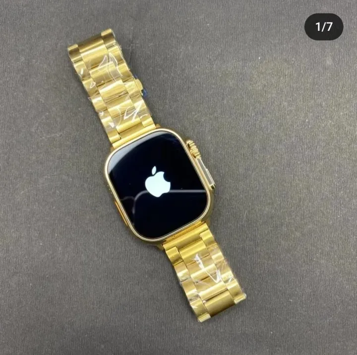 Watch%208%20Ultra%20Gold%20Edition%20Smartwatch%20with%20Sports%20Mode%2049MM%20Gold%20and%20Orange/Black%20Belt%20Smartwatch%20With%20**ple%20Logo%20-%20Image%202