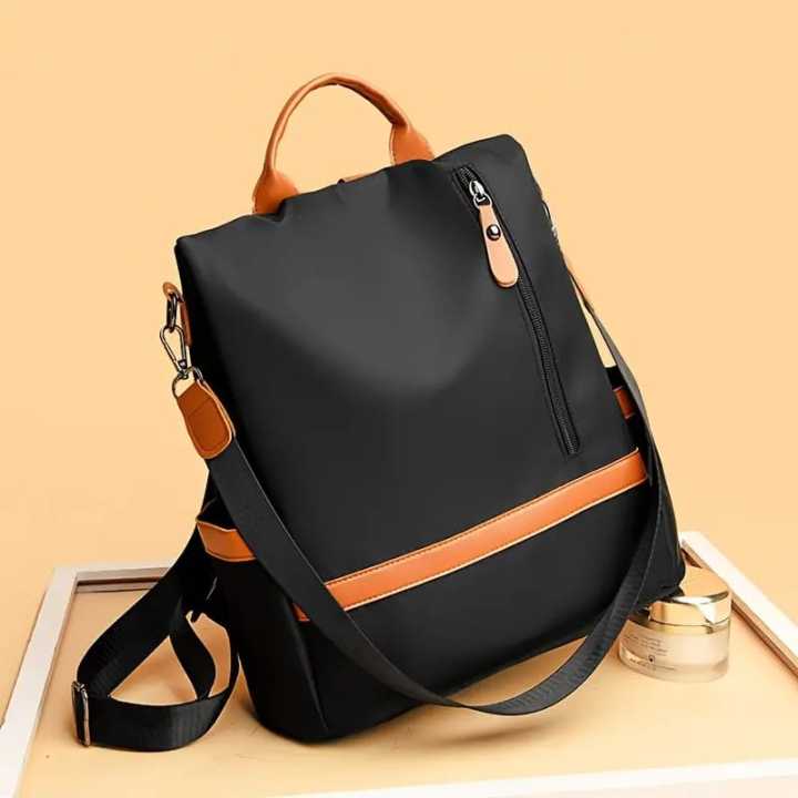 Women Large Capacity Outdoor Tote Bag ( Orange/ black)