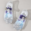 Disney Girl's Princess Shoes Frozen Elsa Princess Soft Sole Shoes Summer Children's Crystal Shiny Girls Sandals.
