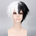 Cos Gift Anime Danganronpa Monokuma Wig Cosplay Costume Dangan Ronpa Men Women Short White Black Synthetic Hair Halloween Wigs. 