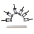 BRADOO- 1Pc Modern and Vintage Electric Guitar Six String Nut Cattle Bone Slotted & 6X Replacement Chrome Tremolo Bridge Saddles. 