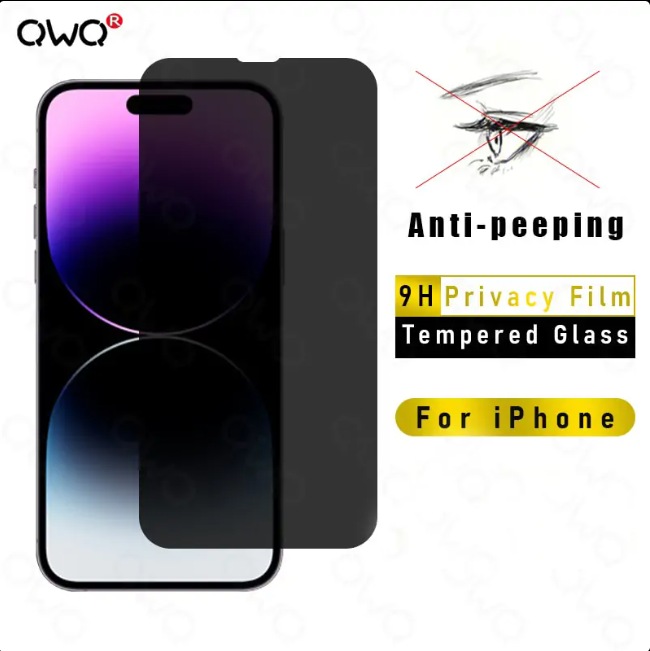 RCSTAL Super Wolf Premium Quality ESD+ Privacy Tempered Glass Screen protector for Apple iPhone 11 12 13 14 15 16 17 17Pro 17Air 17 Pro Max Series Gorila Glass Full Edge To Edge