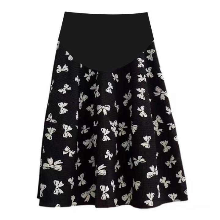 Bow%20Print%20Chiffon%20Skirt%20Maternity%20Dress2023Loose%20High%20Waist%20Drooping%20Mid-LengthaLine%20Skirt%20Belly%20Support%20Skirt%20-%20Image%204